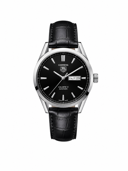 Tag Heuer Calibre 5 |Black Leather Strap Watch