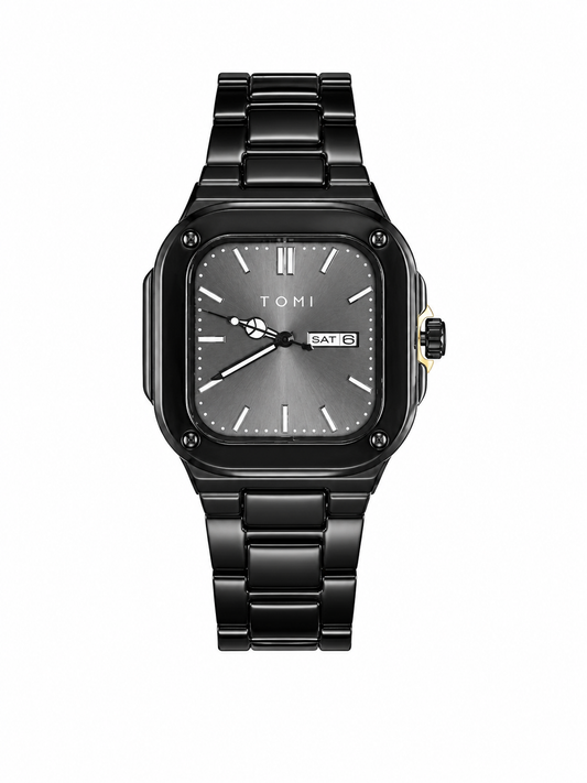 TOMI Midnight Steel – Luxury Black Chronograph Watch Set